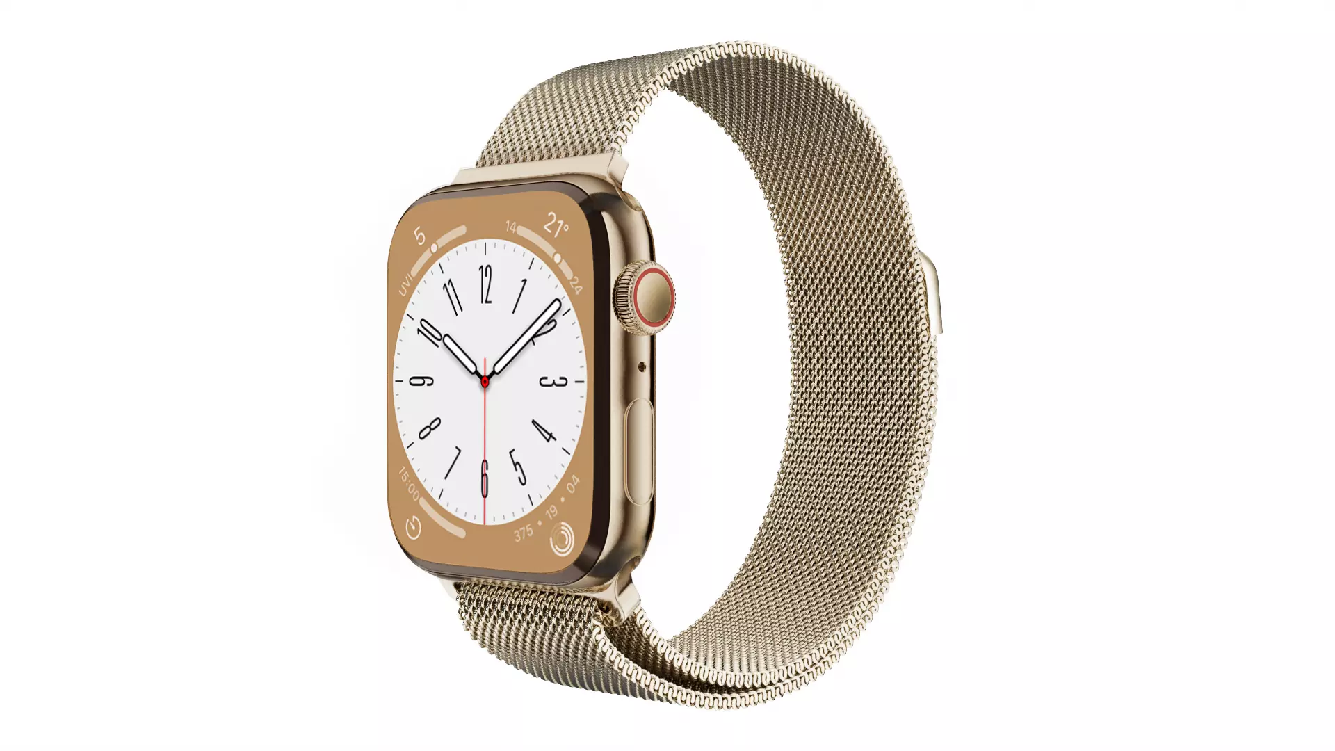 Apple Watch Series 8 Gold Stainless Steel Milanese Loop Color  Low-poly 3D model_0