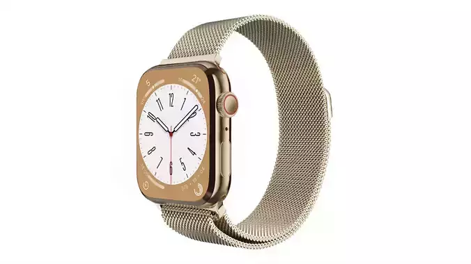 Apple Watch Series 8 Gold Stainless Steel Milanese Loop Color 