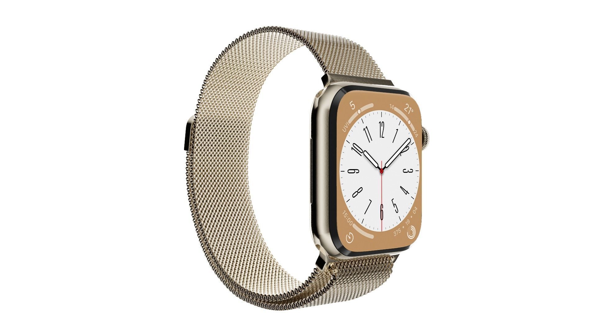 Apple Watch Series 8 Gold Stainless Steel Milanese Loop Color  Low-poly 3D model_1