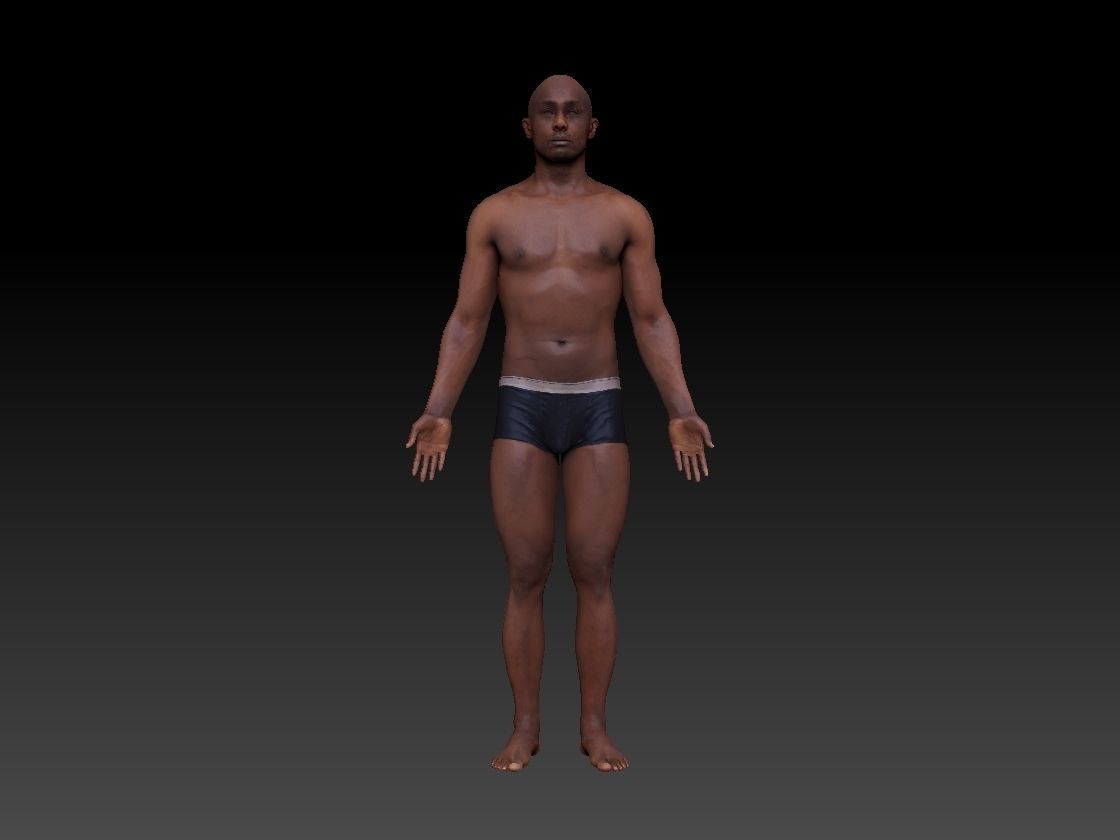 Black Skinny Male Female Complete Anatomy Pack Low-poly 3D model_8