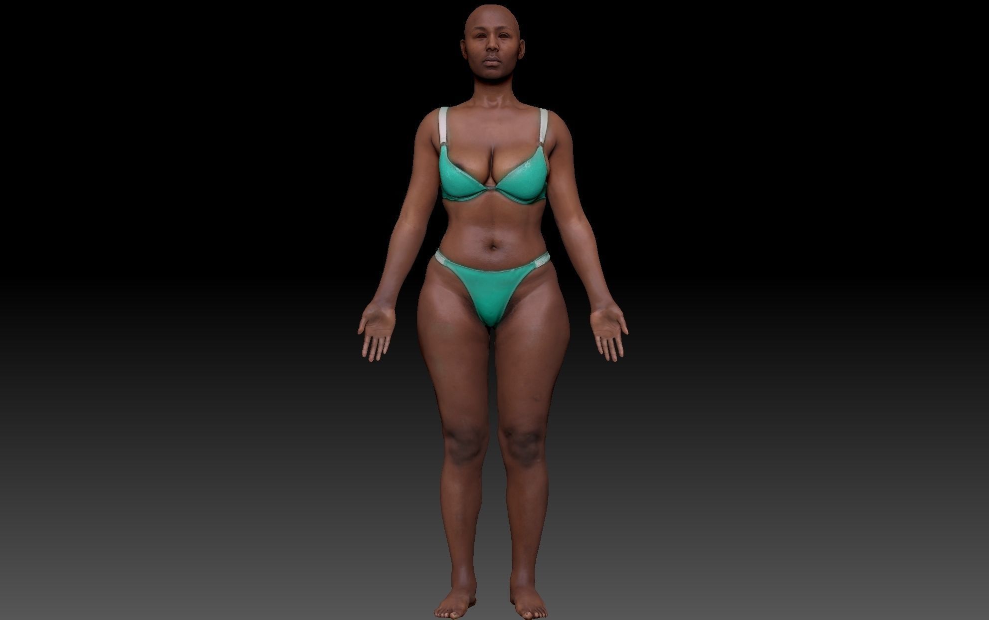Black Skinny Male Female Complete Anatomy Pack Low-poly 3D model_12