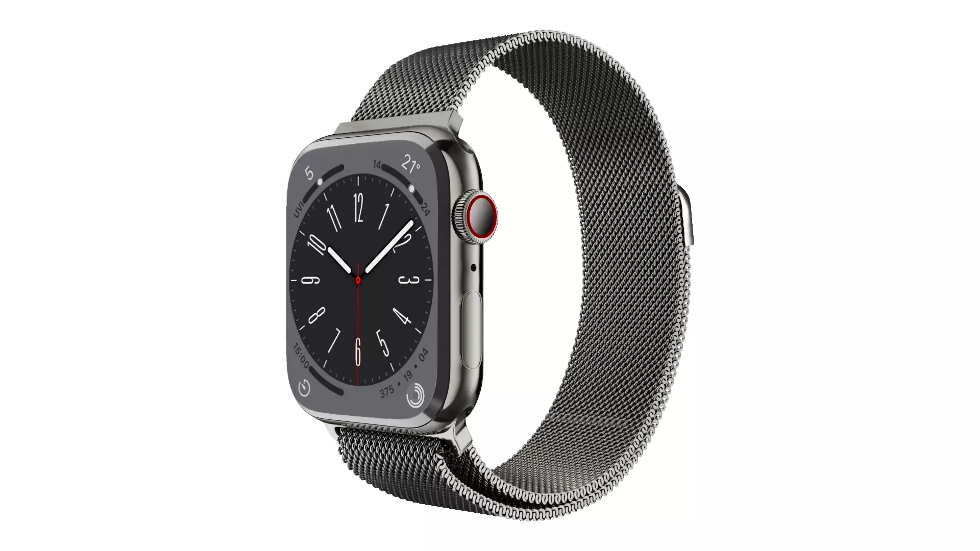 Apple Watch Series 8 Graphite Stainless Steel Milanese Loop Low-poly 3D model