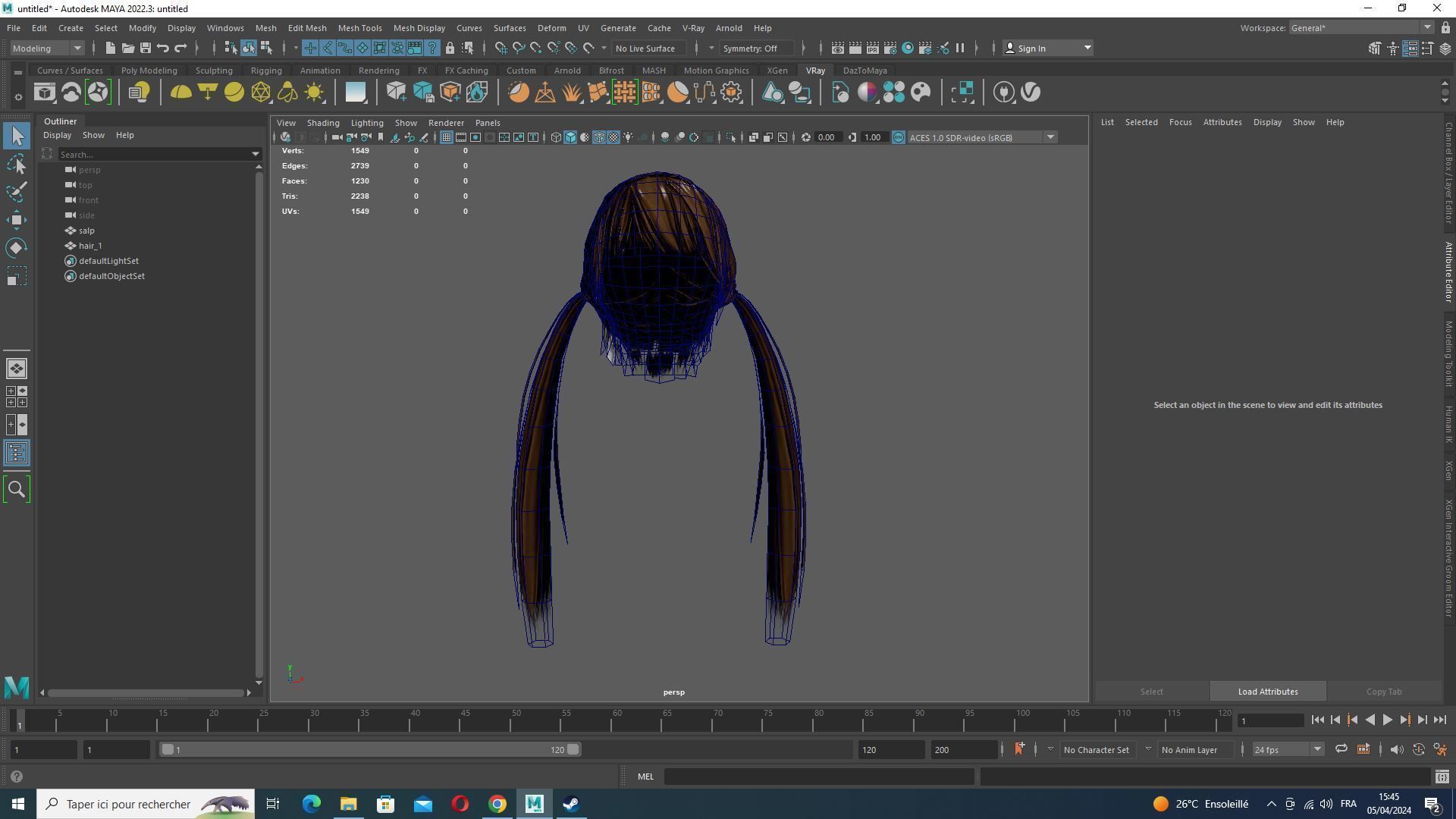 Long Up Pigtail - Female Hair Style Low-poly 3D model_14