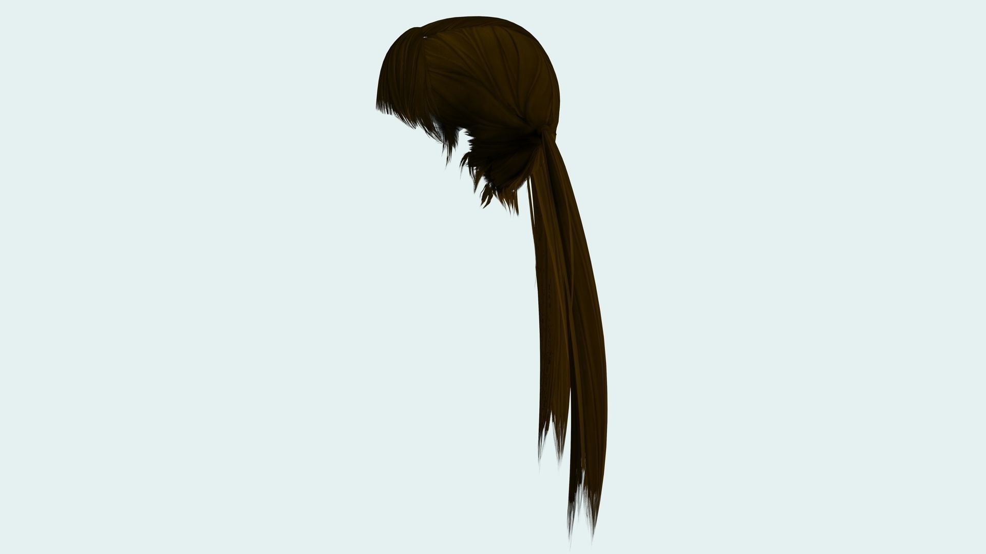 Long Up Pigtail - Female Hair Style Low-poly 3D model_10