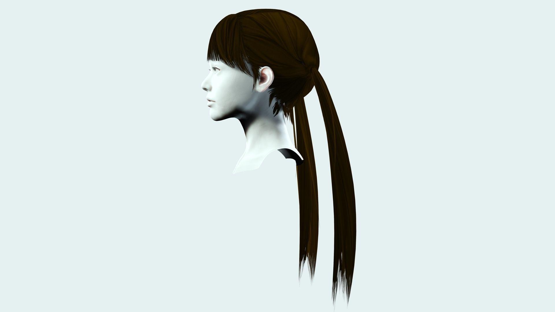 Long Up Pigtail - Female Hair Style Low-poly 3D model_4
