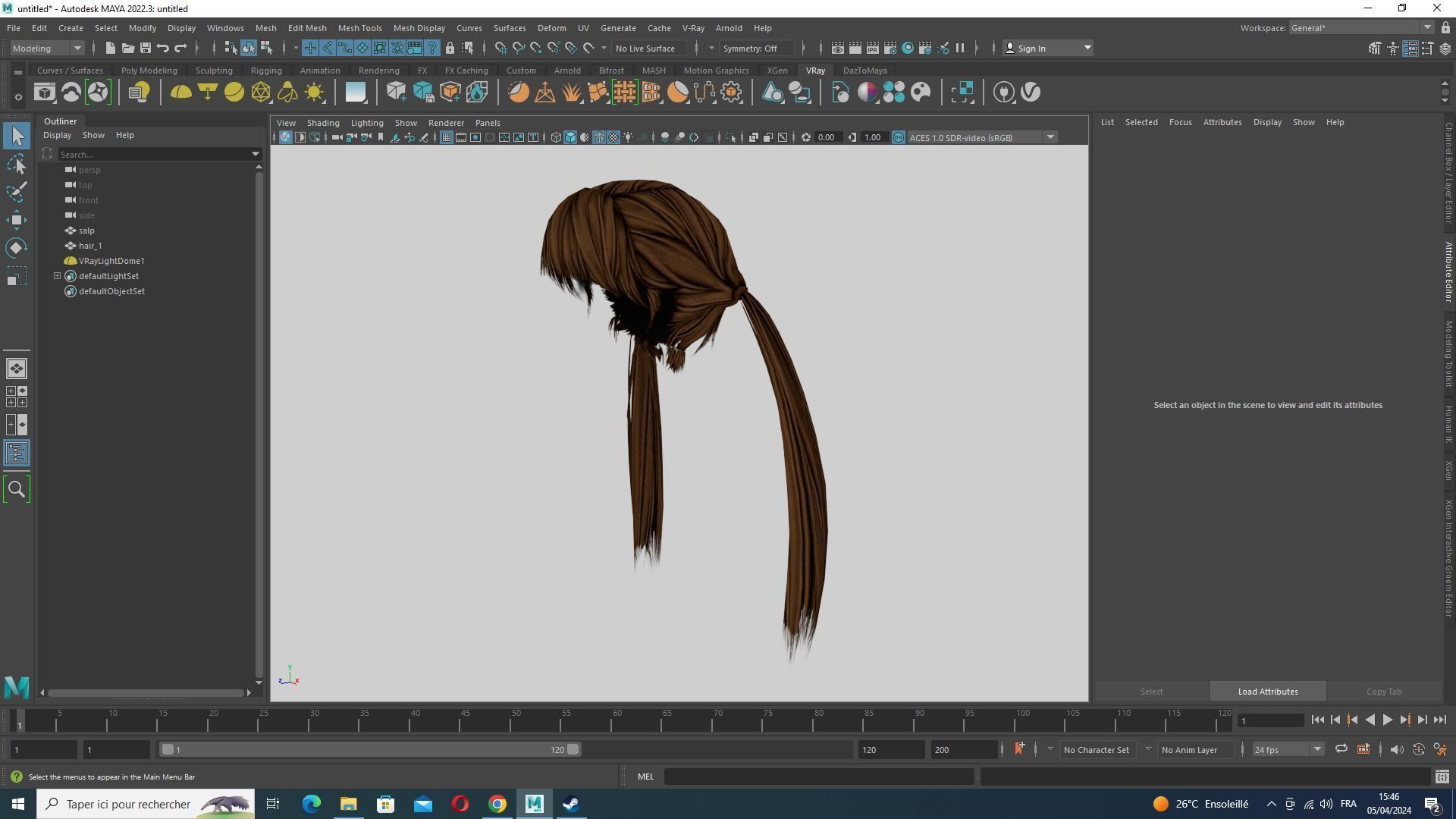 Long Up Pigtail - Female Hair Style Low-poly 3D model_13