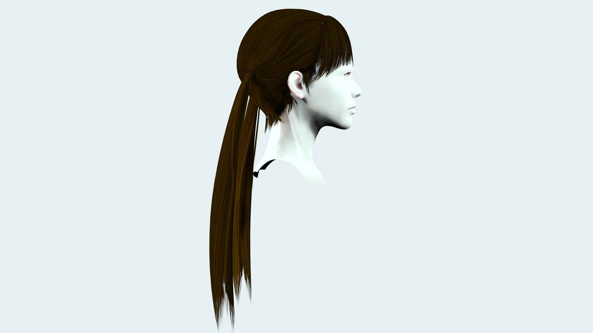 Long Up Pigtail - Female Hair Style Low-poly 3D model_7