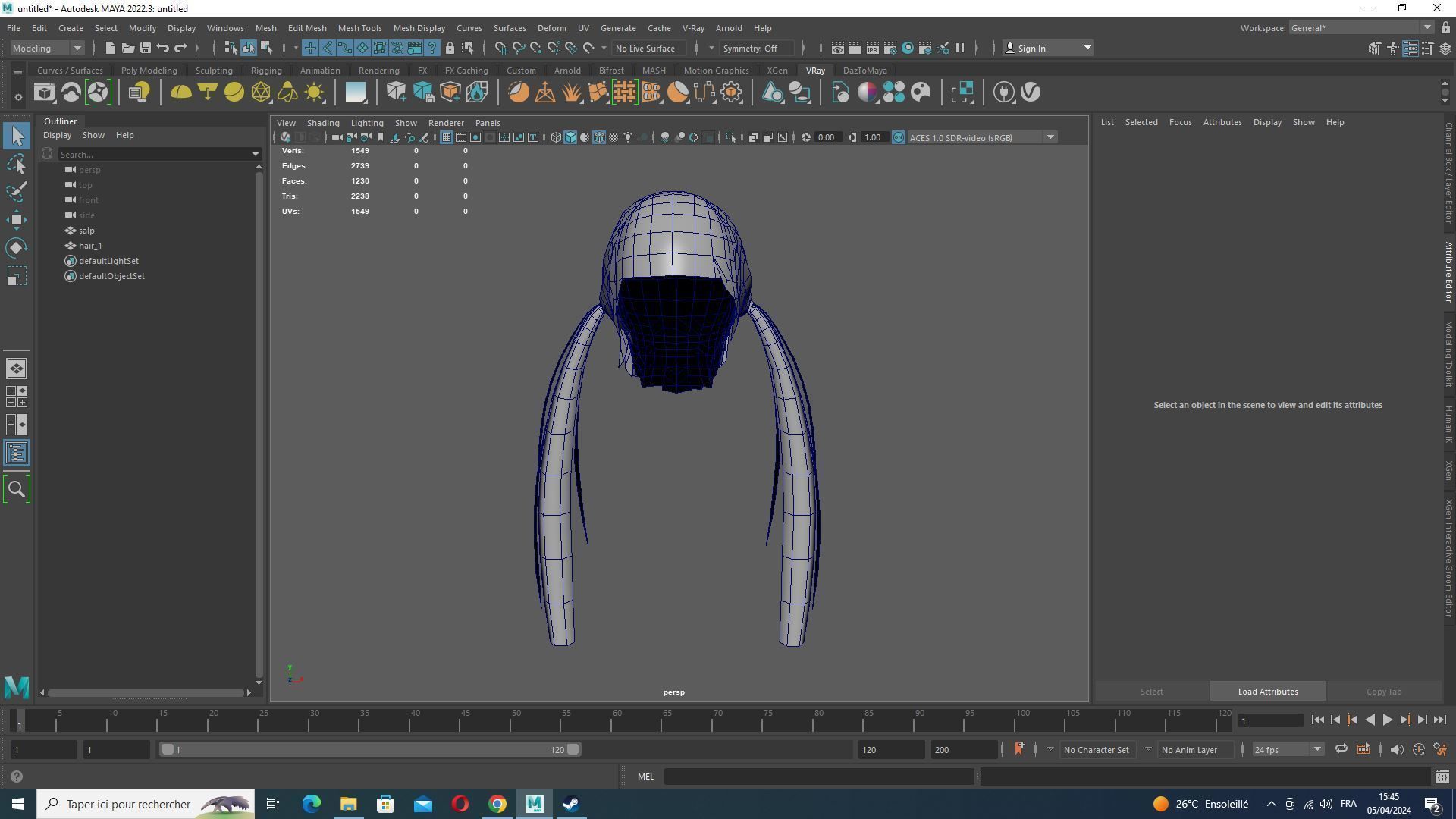 Long Up Pigtail - Female Hair Style Low-poly 3D model_15
