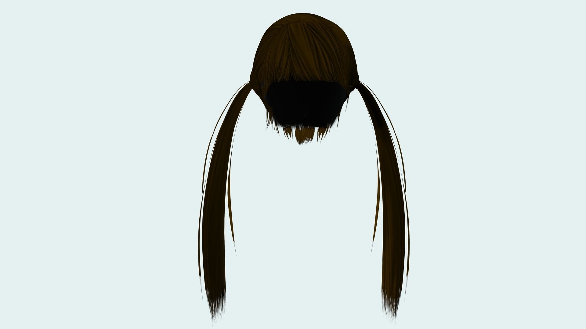Long Up Pigtail - Female Hair Style Low-poly 3D model_9
