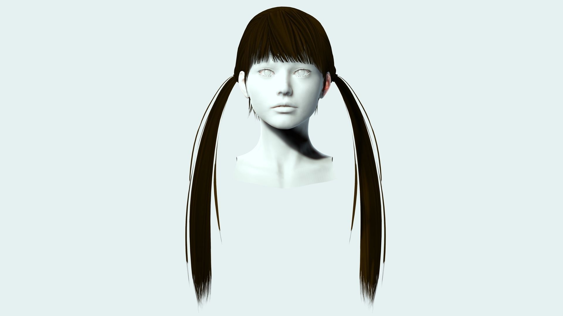 Long Up Pigtail - Female Hair Style Low-poly 3D model_2