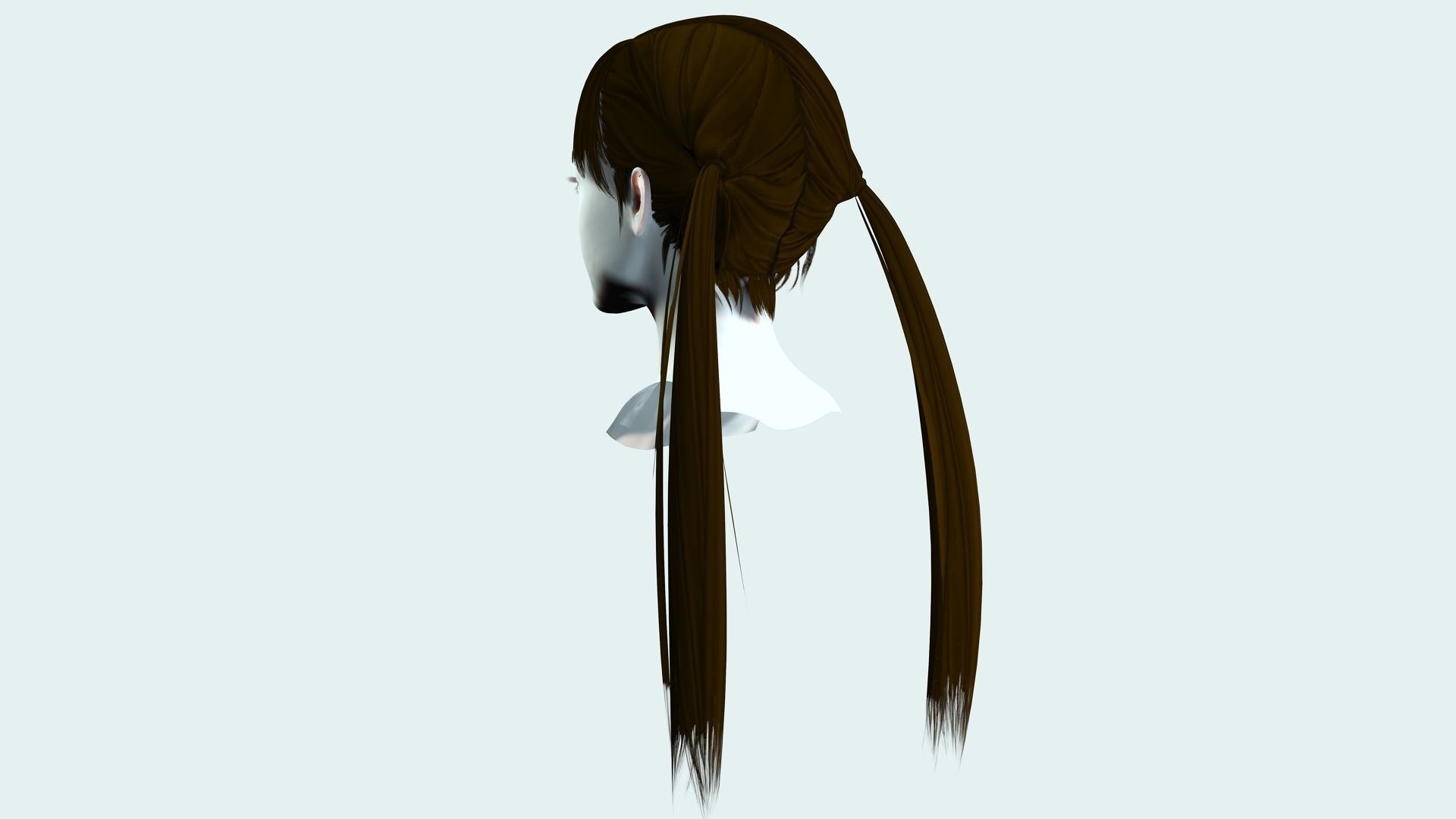 Long Up Pigtail - Female Hair Style Low-poly 3D model_5