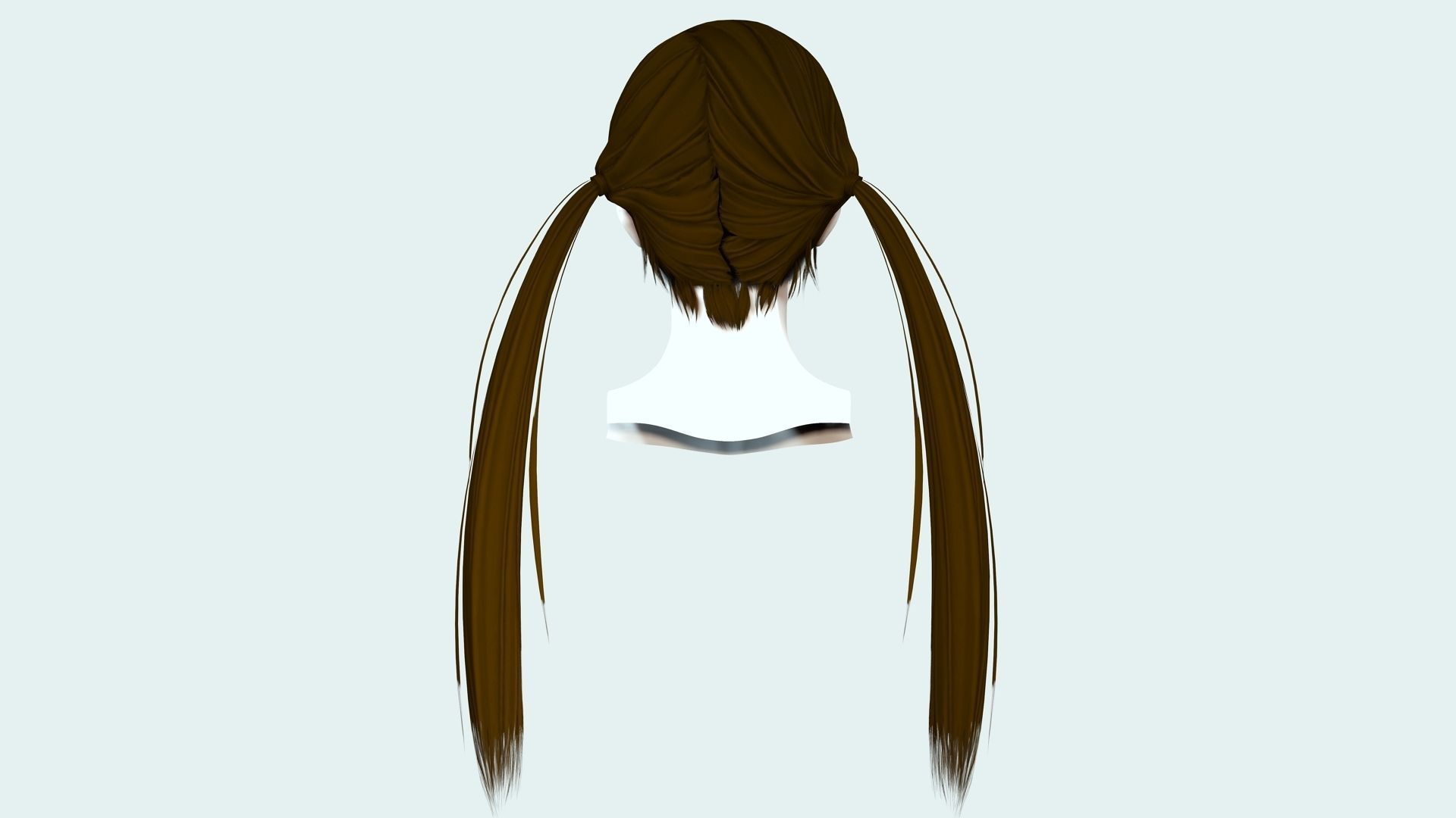 Long Up Pigtail - Female Hair Style Low-poly 3D model_6