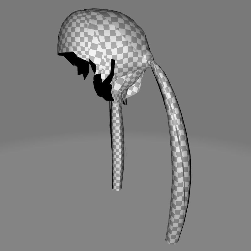 Long Up Pigtail - Female Hair Style Low-poly 3D model_16