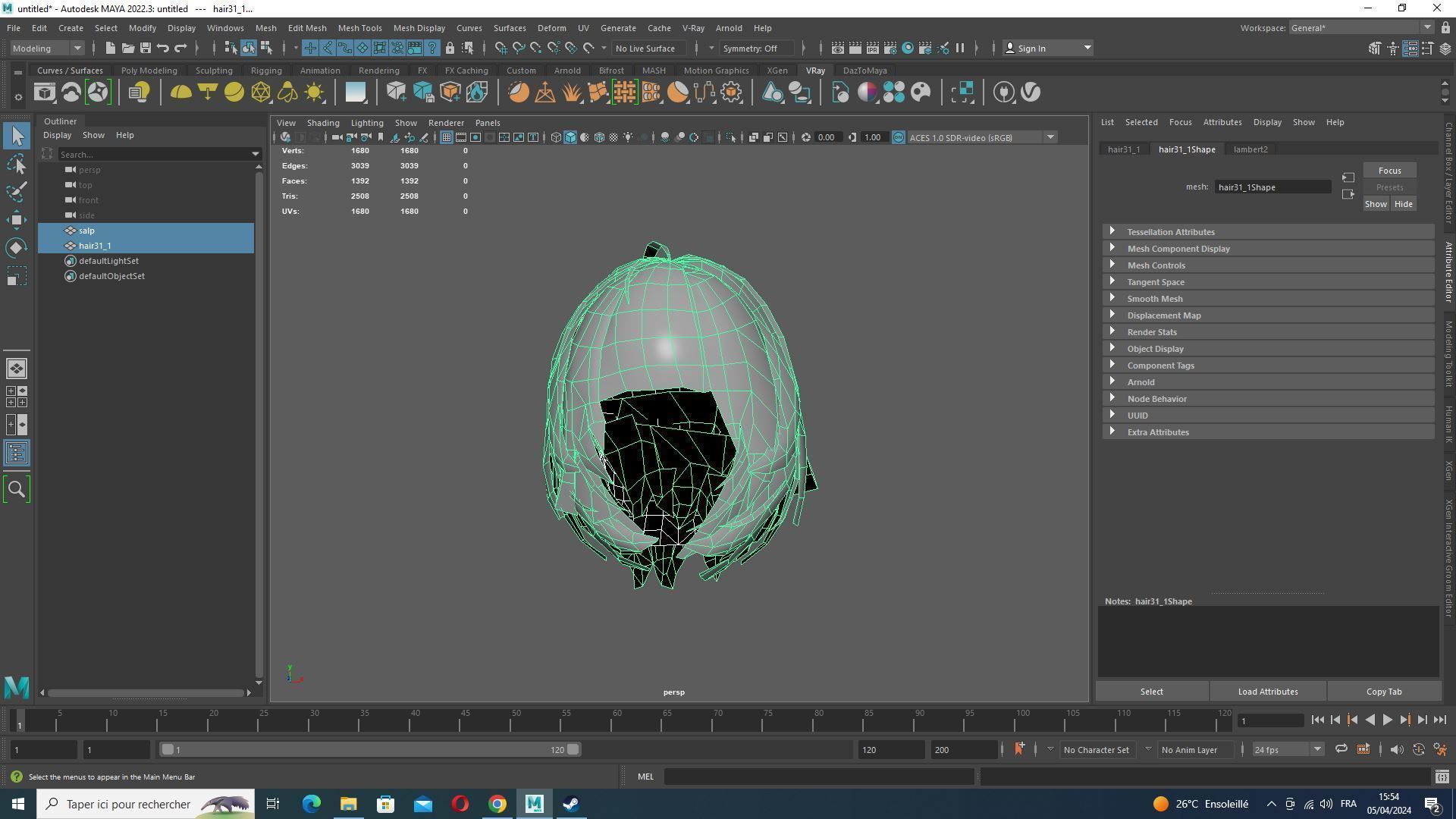 Classic Bob Hair Low-poly 3D model_16