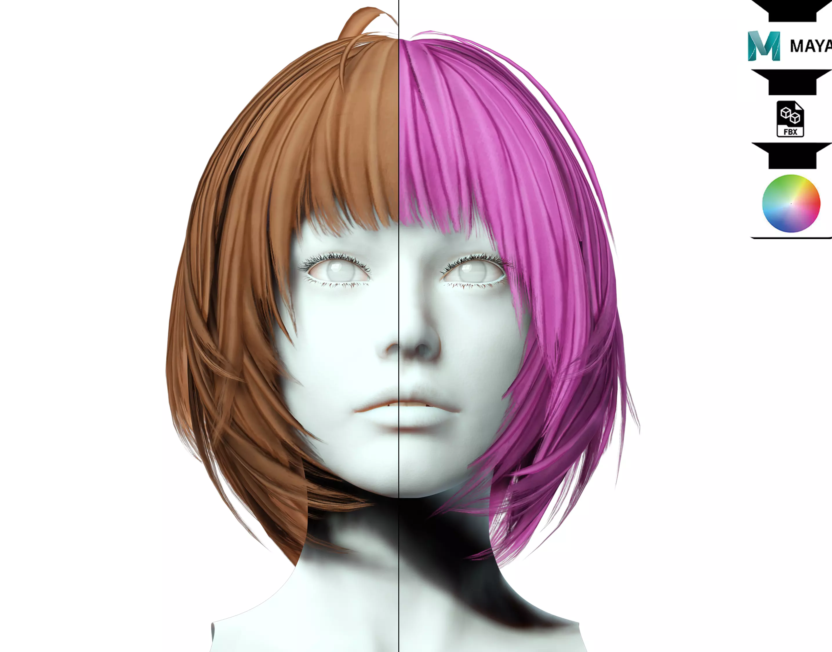 Classic Bob Hair Low-poly 3D model_0