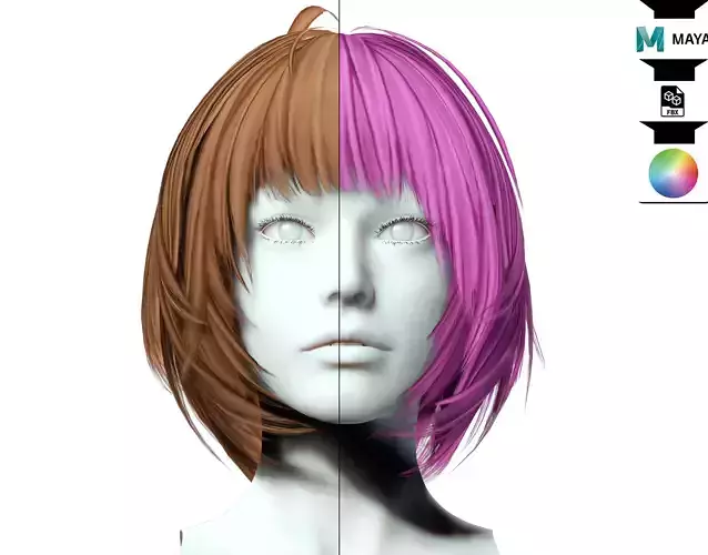 Classic Bob Hair  Low-poly 3D model