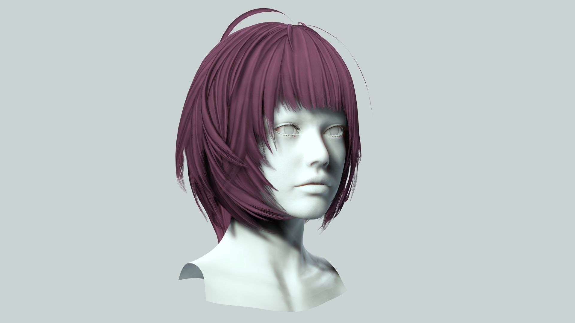 Classic Bob Hair Low-poly 3D model_9