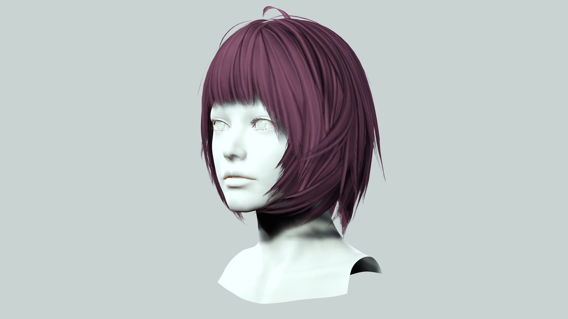 Classic Bob Hair Low-poly 3D model_4