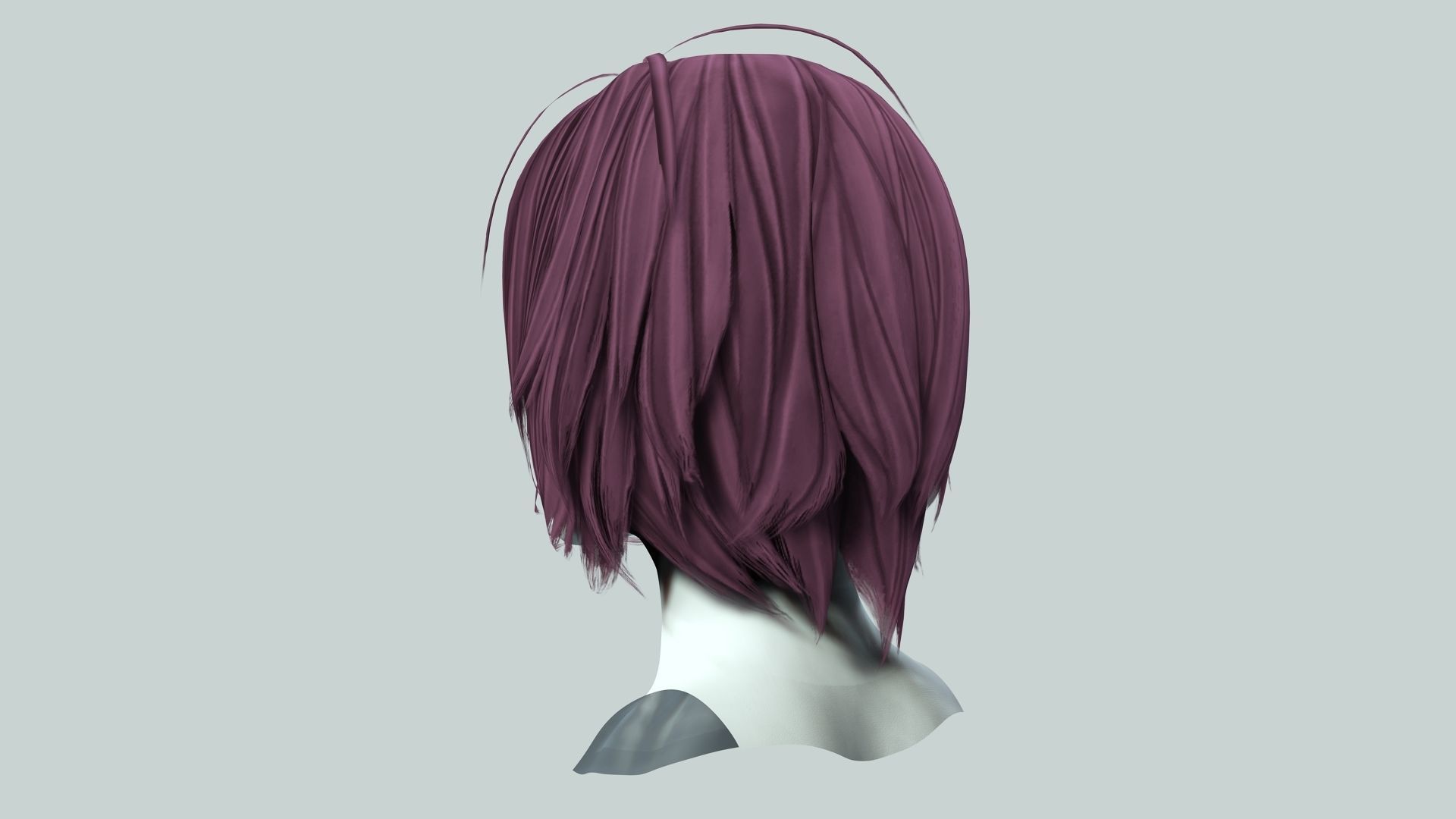 Classic Bob Hair Low-poly 3D model_6
