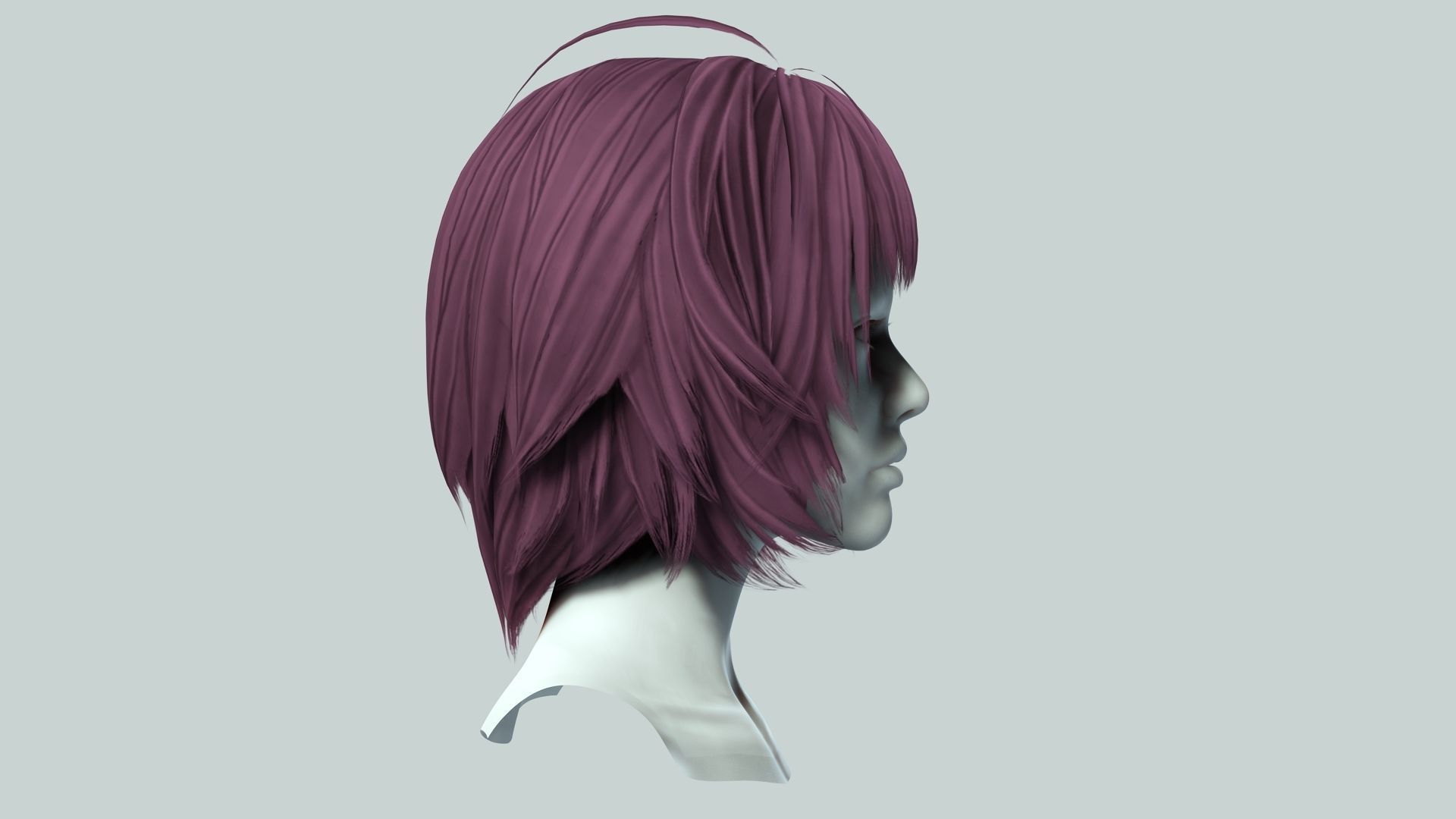 Classic Bob Hair Low-poly 3D model_8