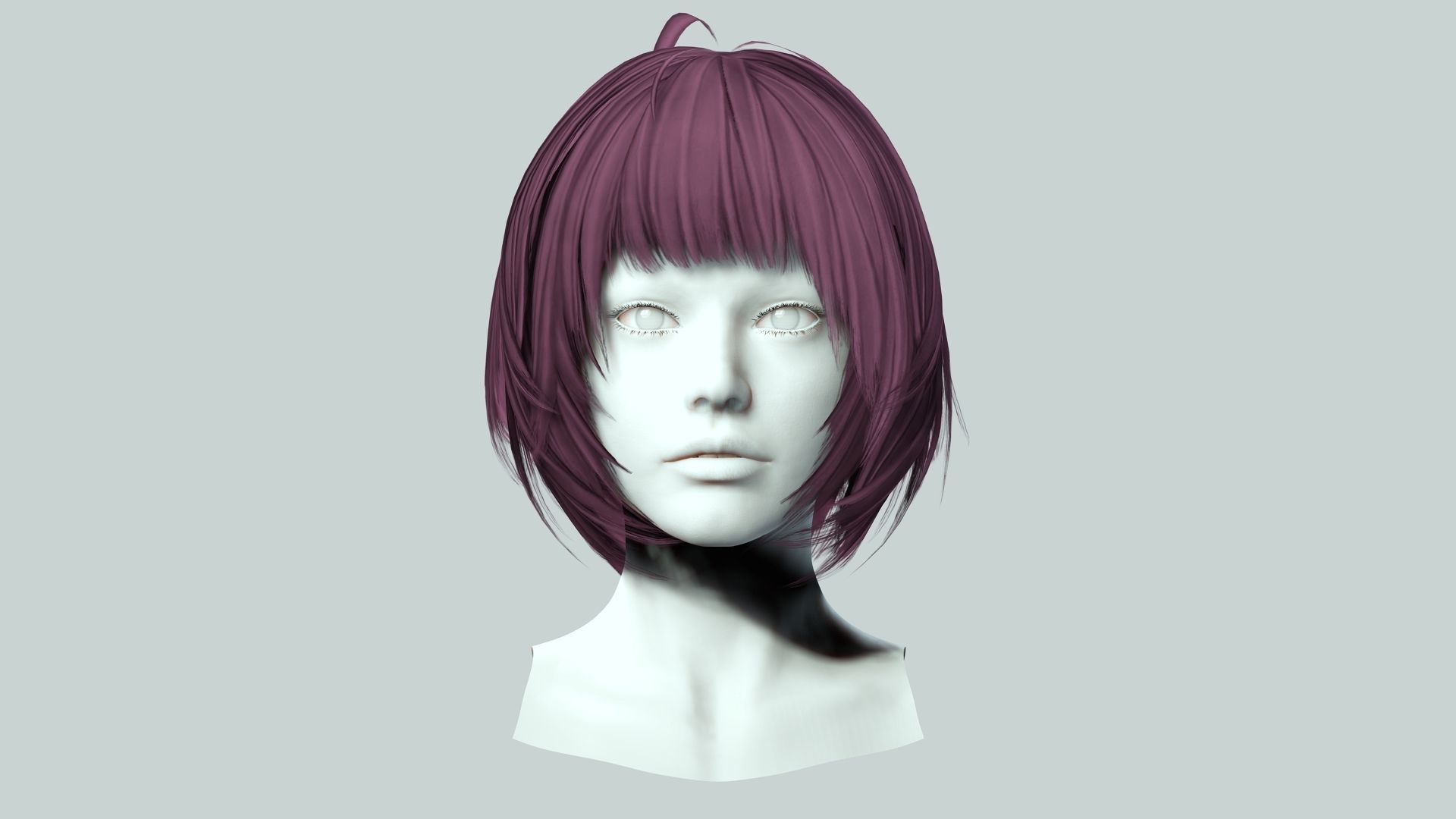 Classic Bob Hair Low-poly 3D model_3