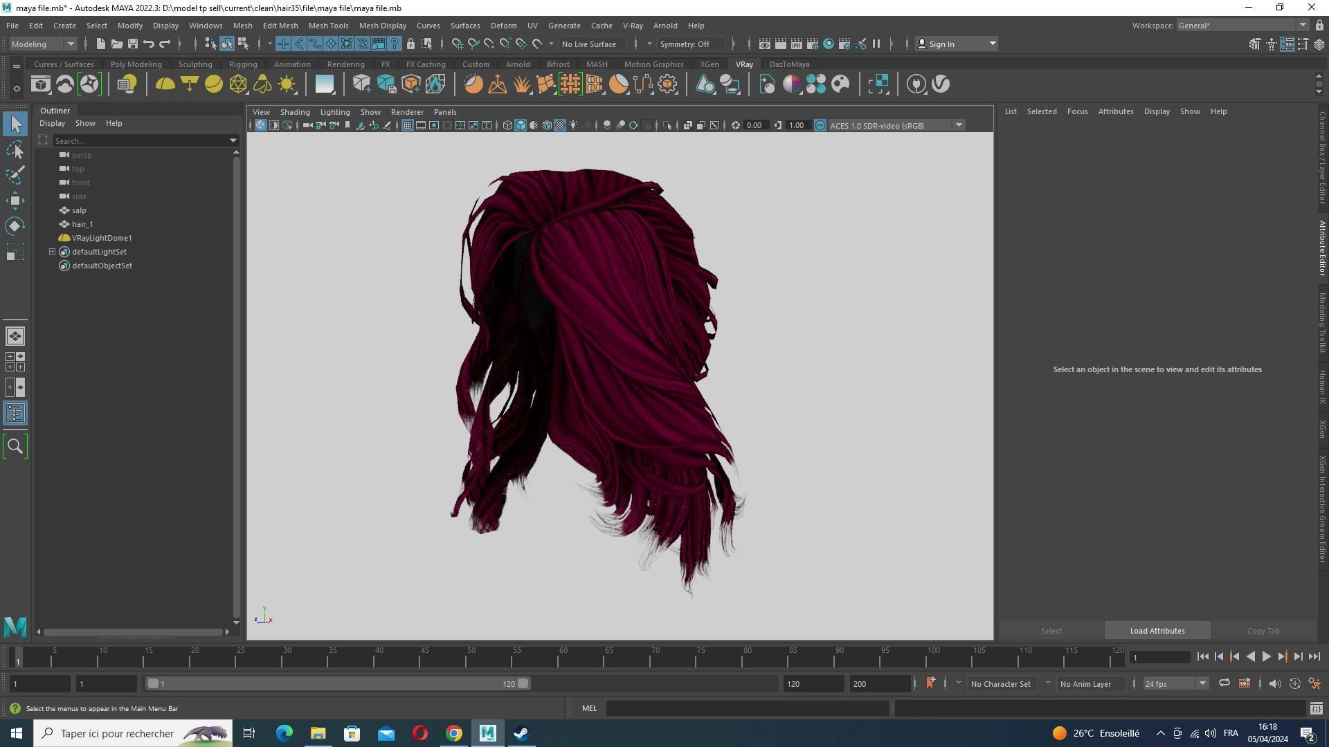 Female wavy hair Low-poly 3D model_14