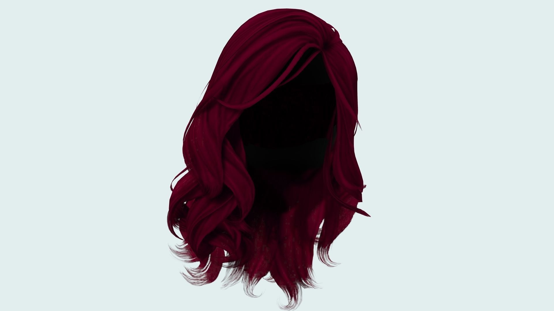 Female wavy hair Low-poly 3D model_9