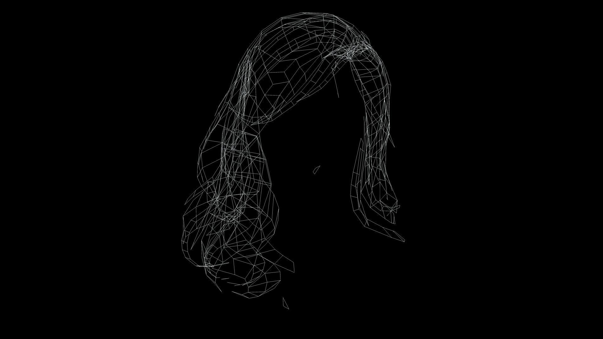 Female wavy hair Low-poly 3D model_11