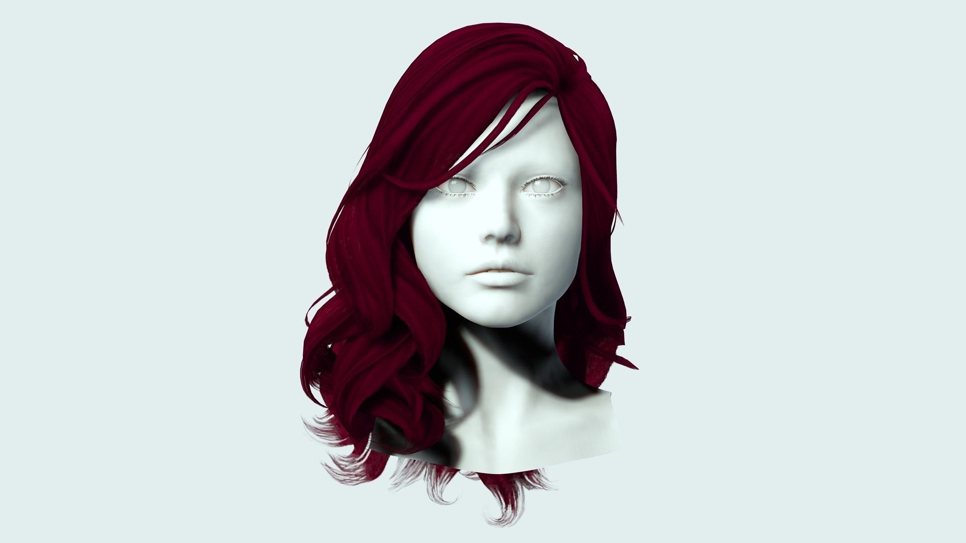 Female wavy hair Low-poly 3D model_3