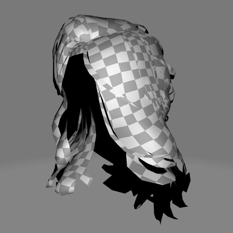 Female wavy hair Low-poly 3D model_15