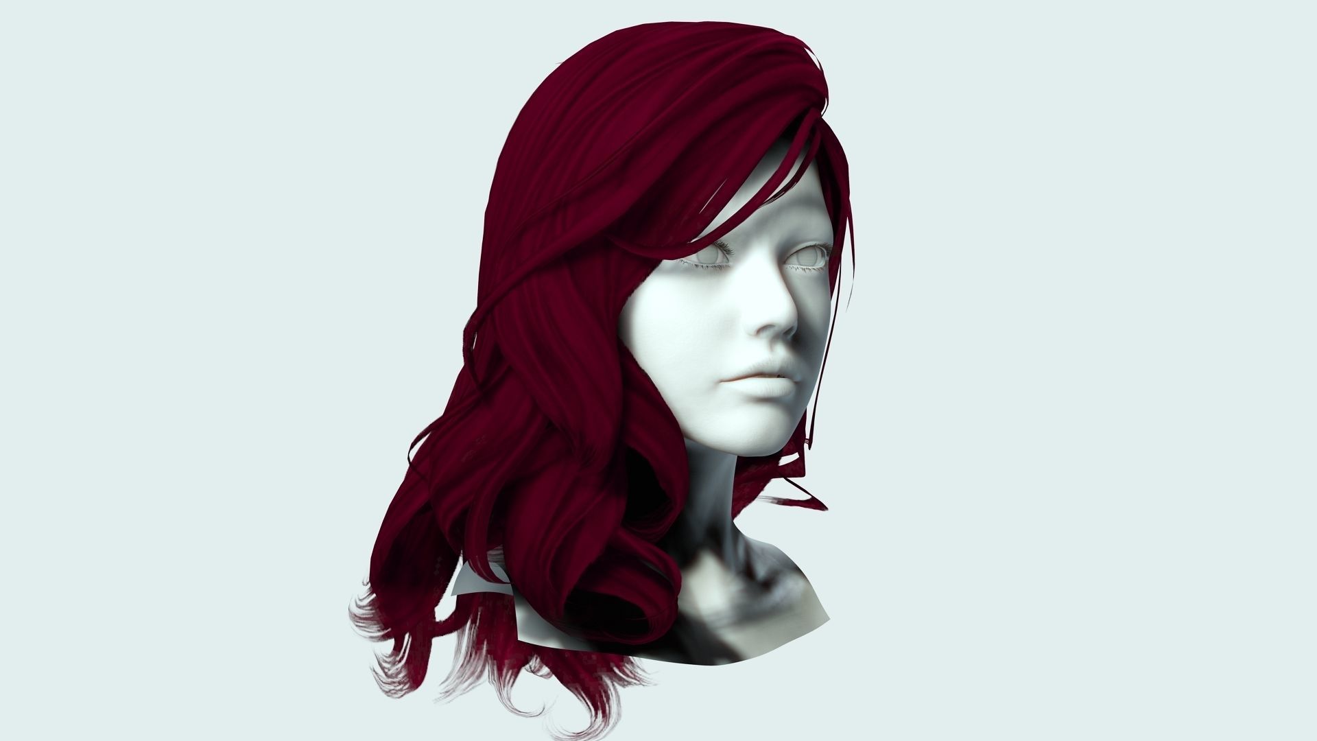 Female wavy hair Low-poly 3D model_8