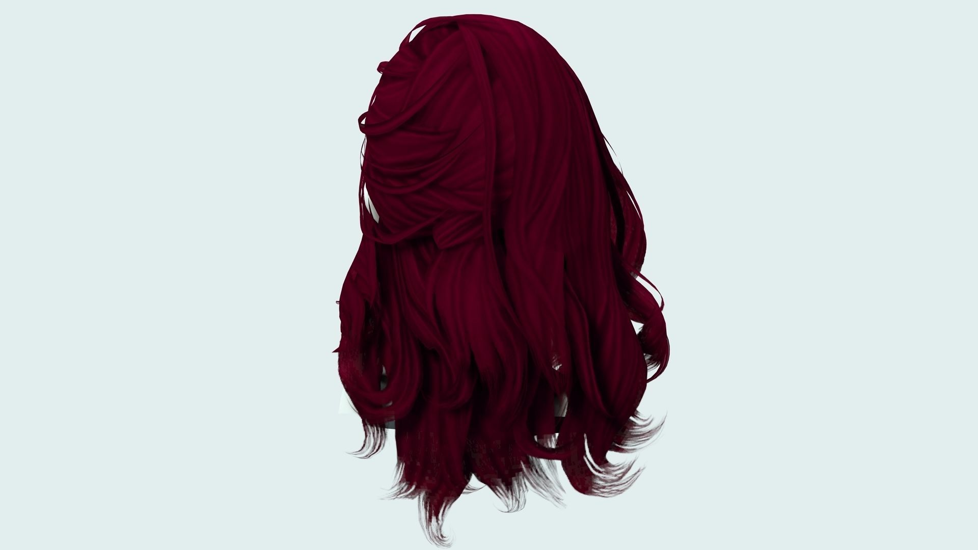 Female wavy hair Low-poly 3D model_6