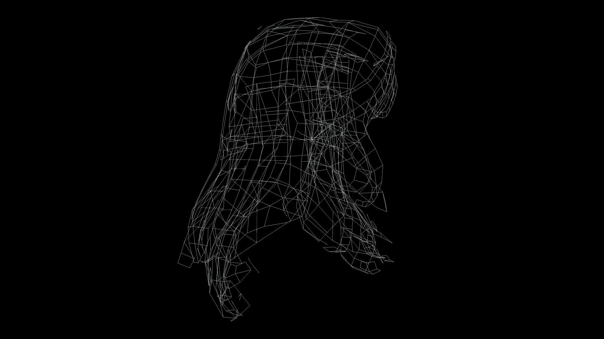 Female wavy hair Low-poly 3D model_10