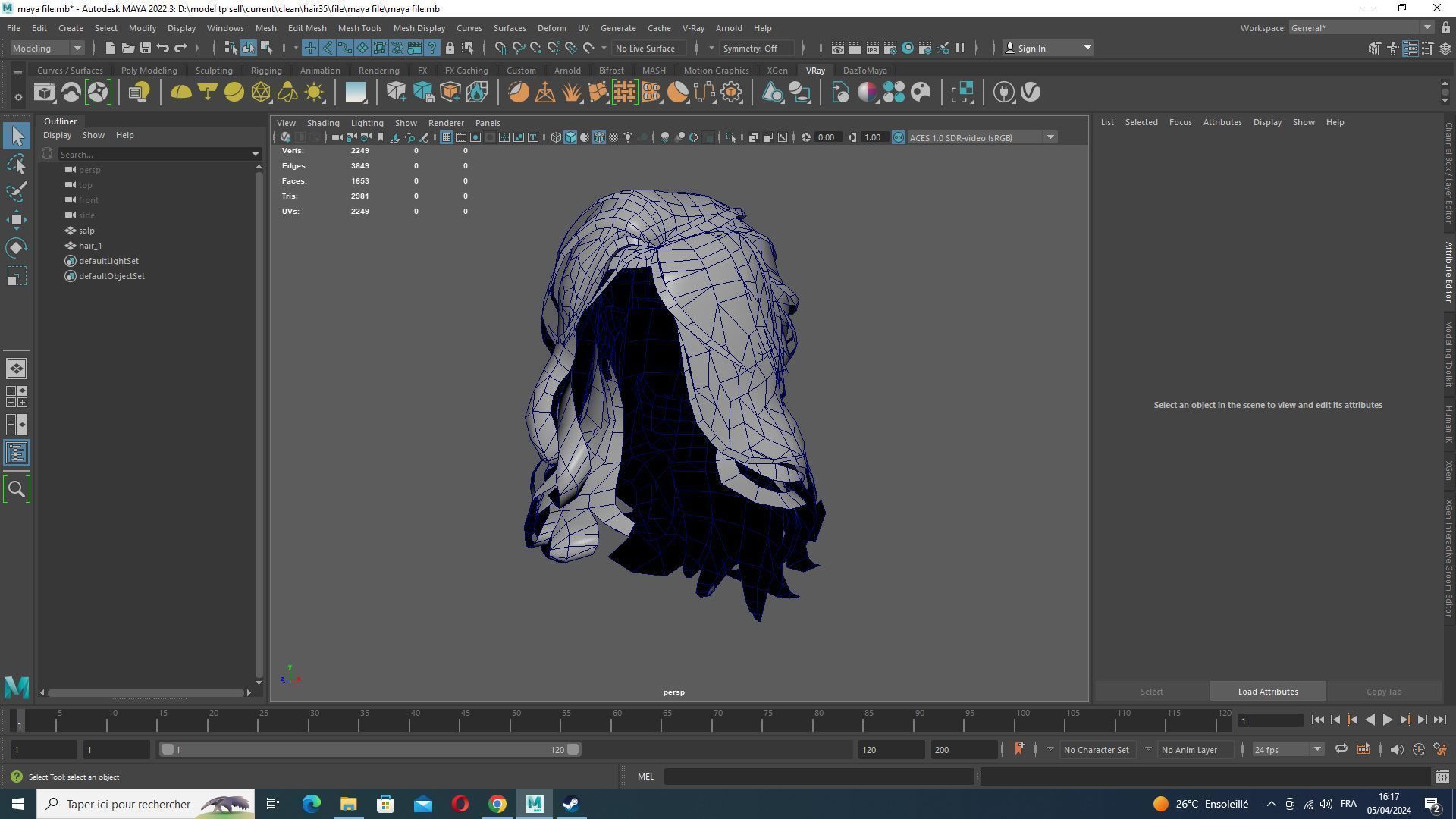 Female wavy hair Low-poly 3D model_13