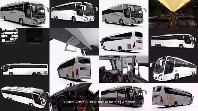 Busscar Vissta Buss 12 and 13 meters 3D Model Collection