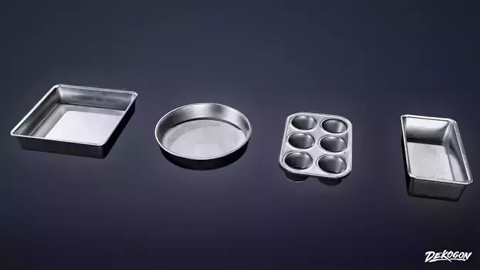 KITCHEN - Baking Pans 01 - LOW POLY Low-poly 3D model