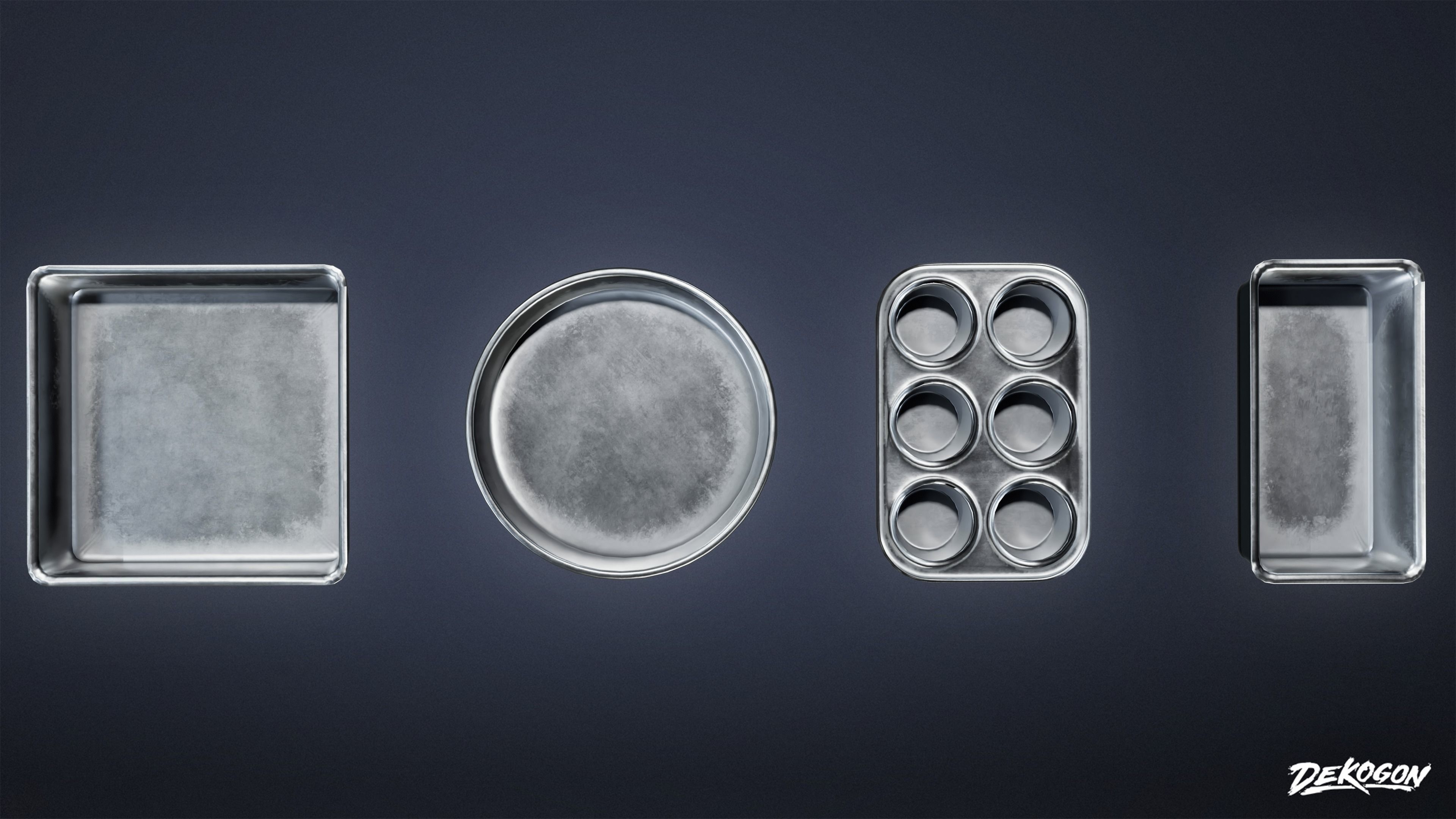 KITCHEN - Baking Pans 01 - LOW POLY Low-poly 3D model_3