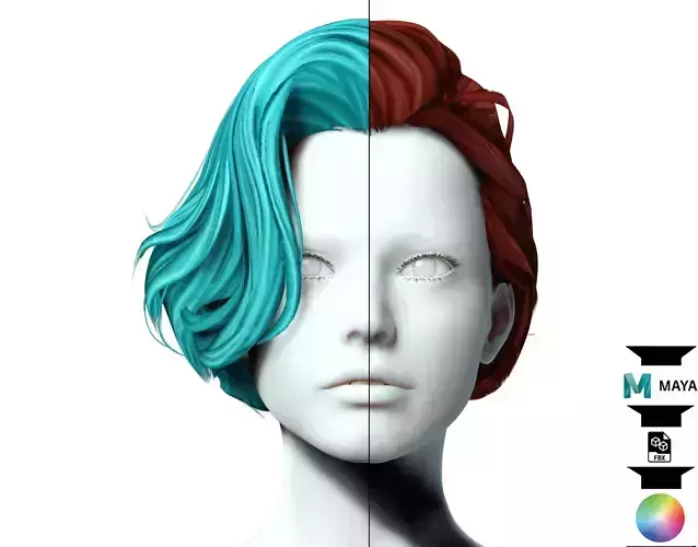 Short Wavy Side Hair  Low-poly 3D model