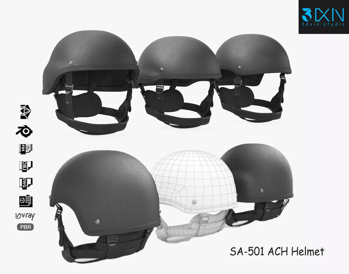 Tactical Ballistic Helmet SA-501 ACH 3D model_0