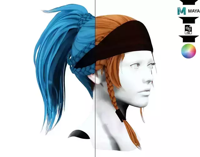 Short High Ponytail Hairstyle  Low-poly 3D model