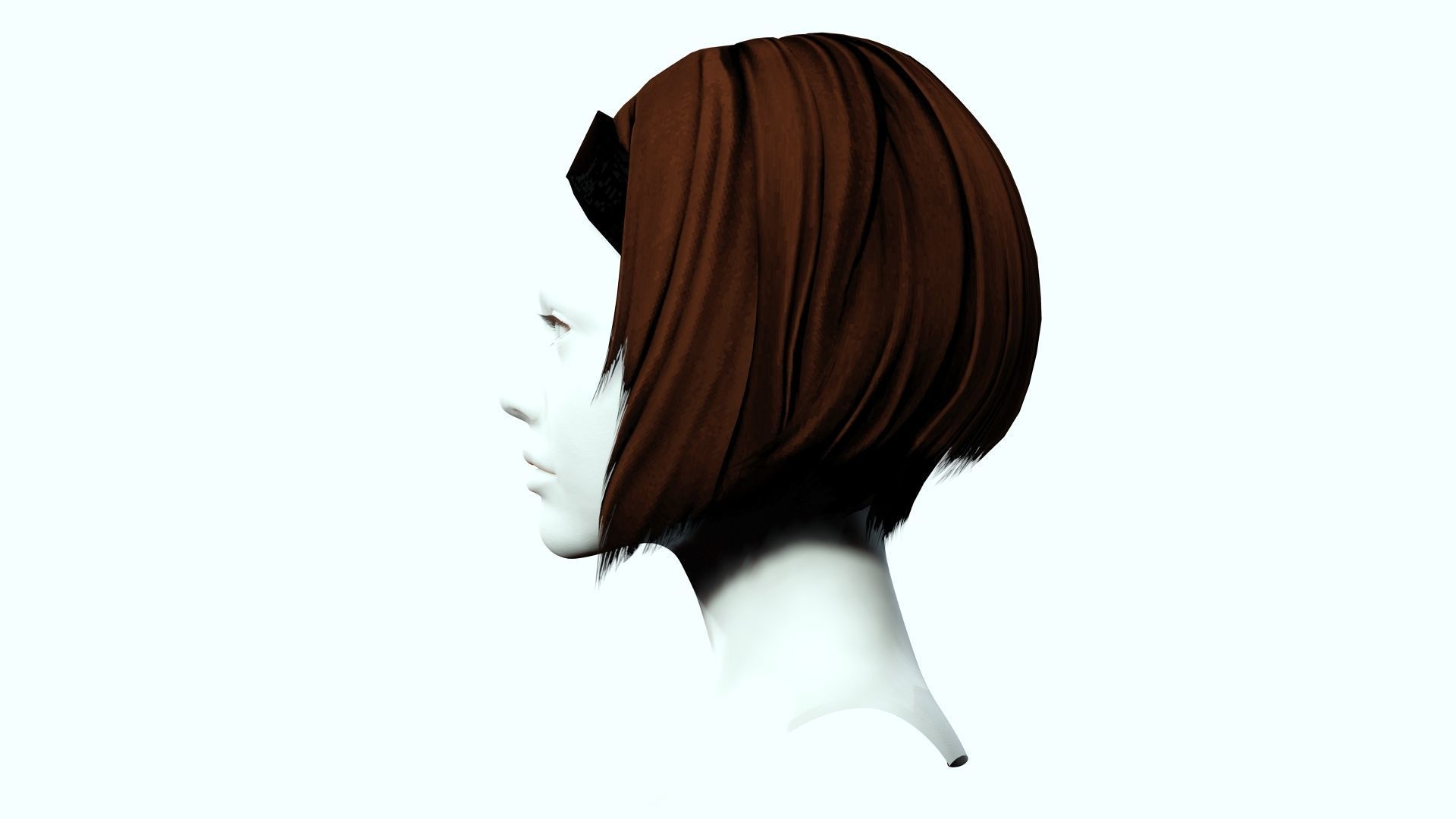 Female Hair - Bob Style Low-poly 3D model_4