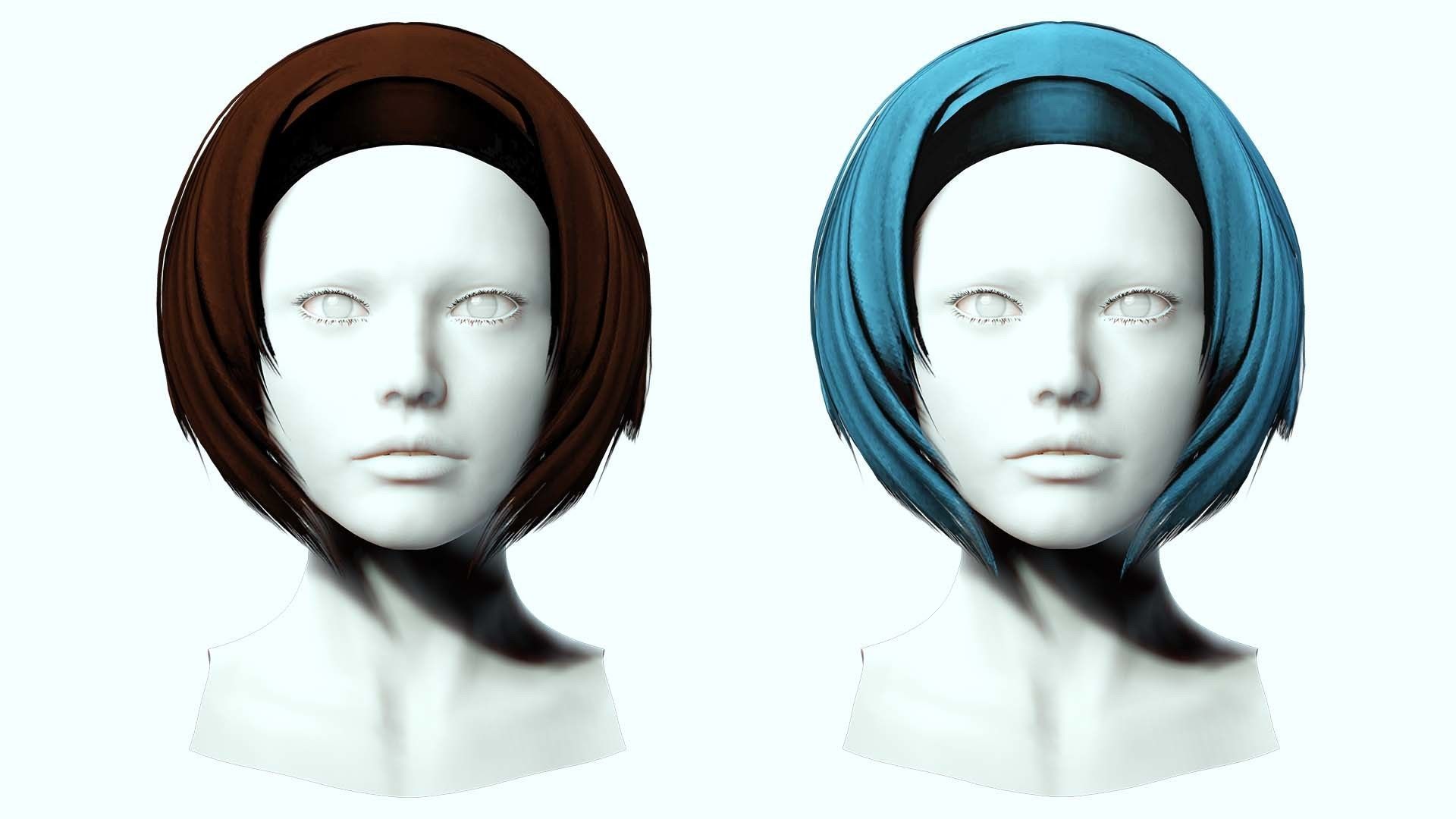 Female Hair - Bob Style Low-poly 3D model_1