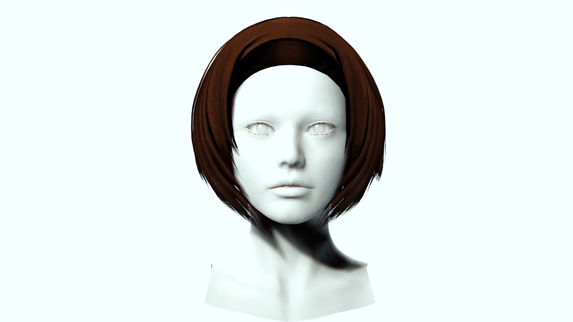 Female Hair - Bob Style Low-poly 3D model_2