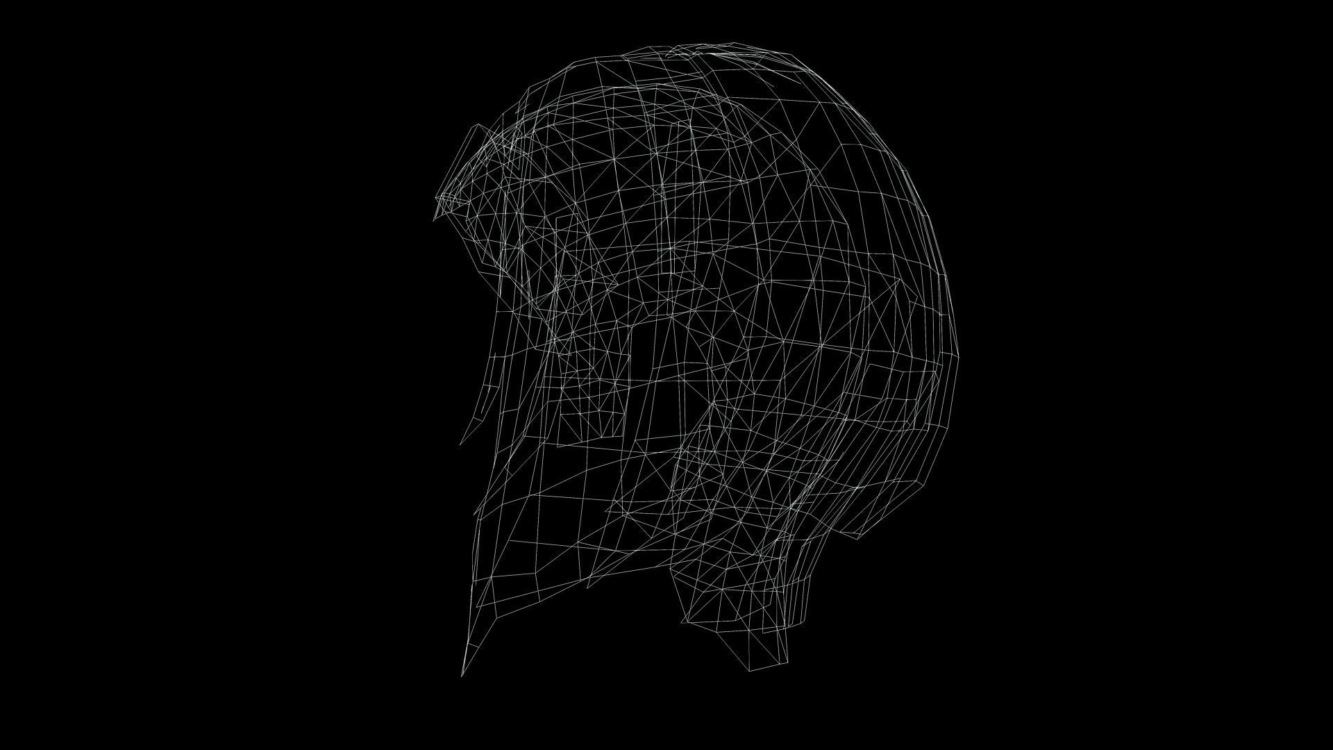 Female Hair - Bob Style Low-poly 3D model_10