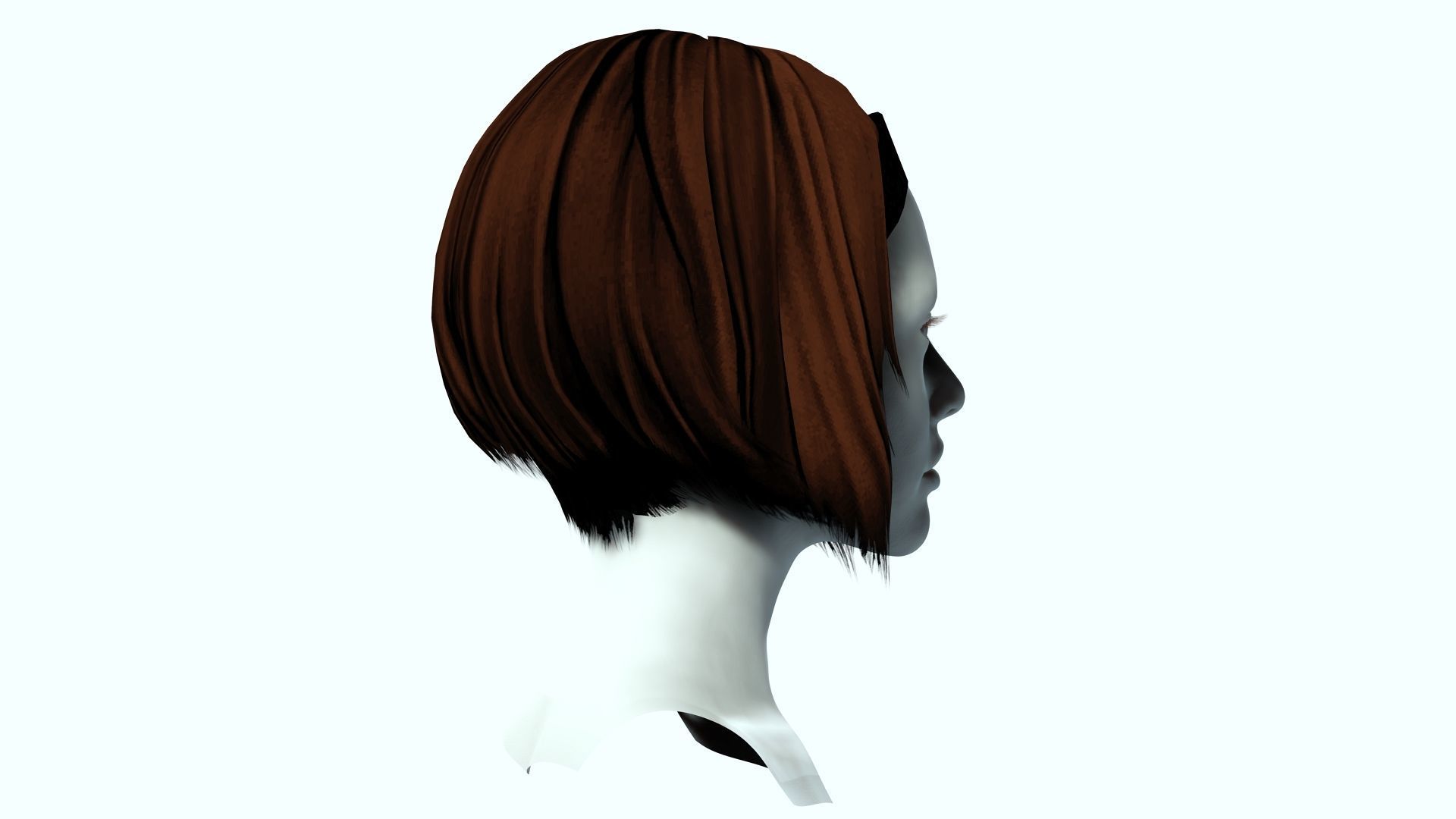 Female Hair - Bob Style Low-poly 3D model_7