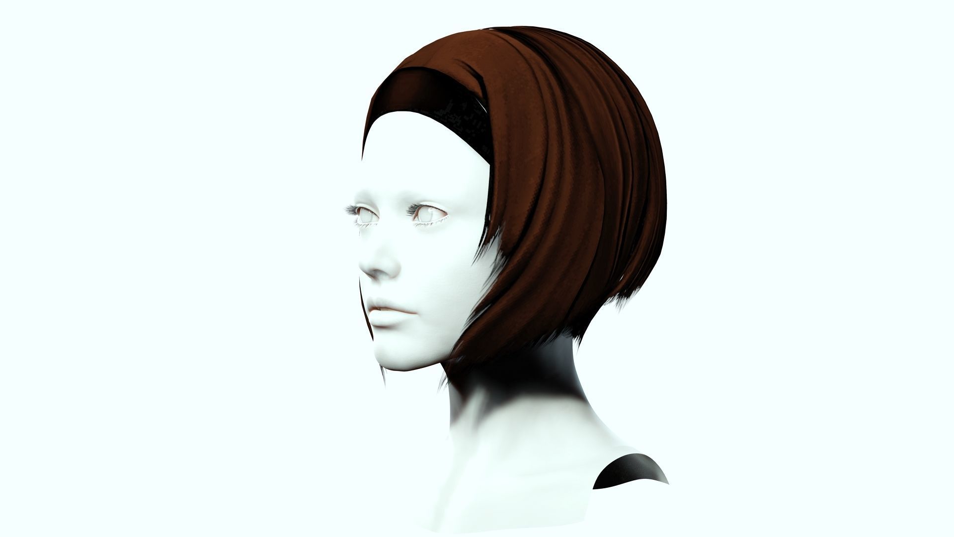 Female Hair - Bob Style Low-poly 3D model_3