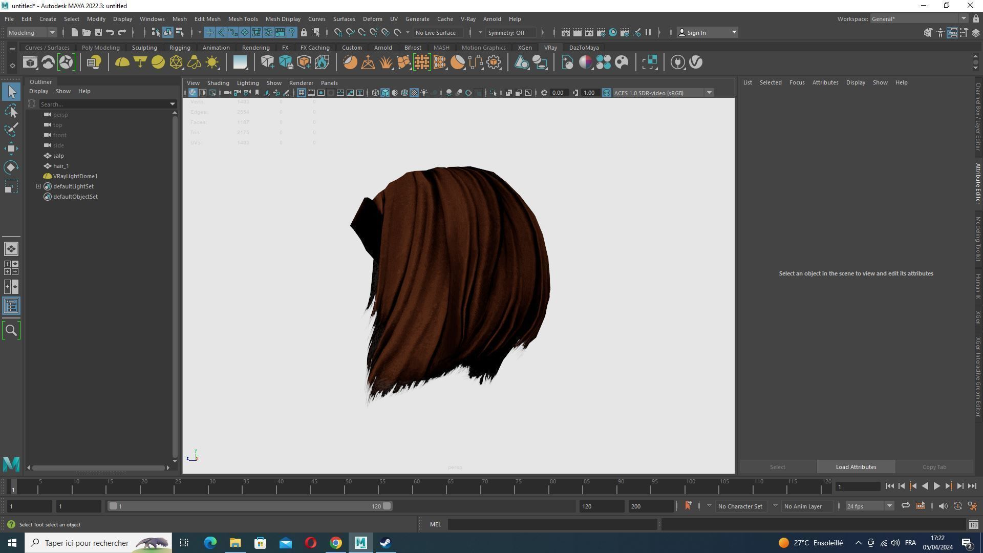 Female Hair - Bob Style Low-poly 3D model_12