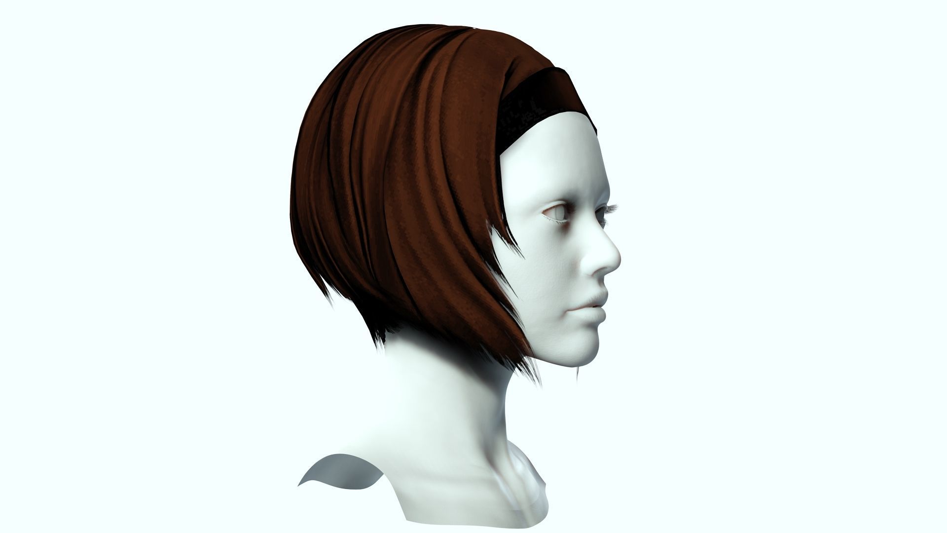 Female Hair - Bob Style Low-poly 3D model_8