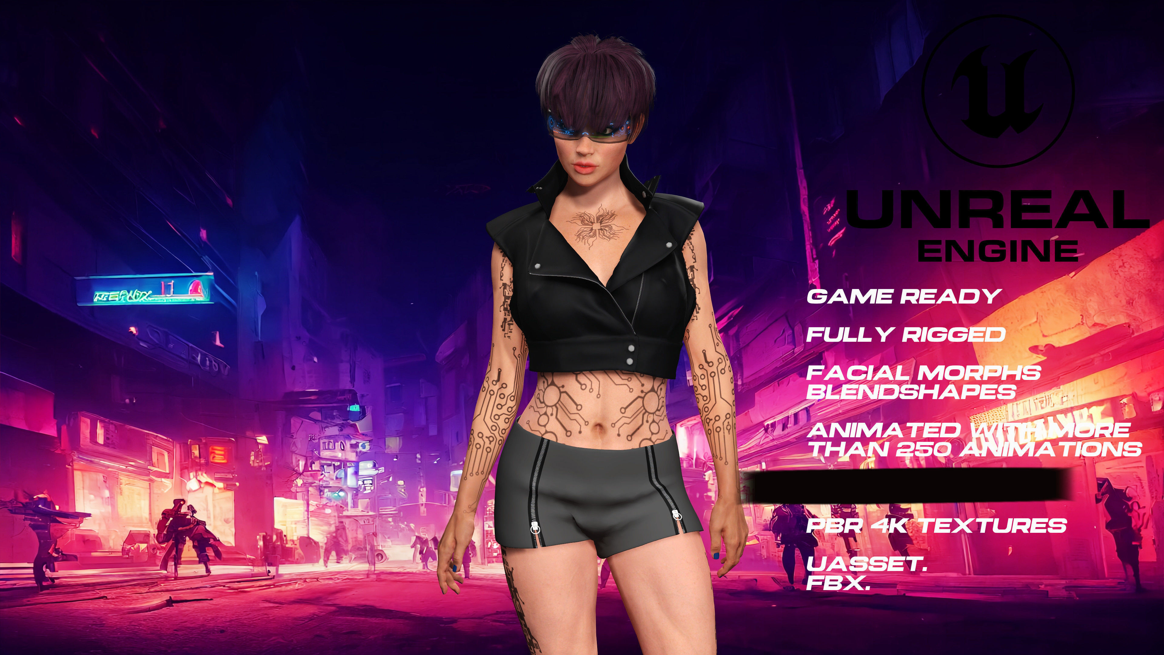 CyberGirl full rigged - game ready - animated Low-poly 3D model_3