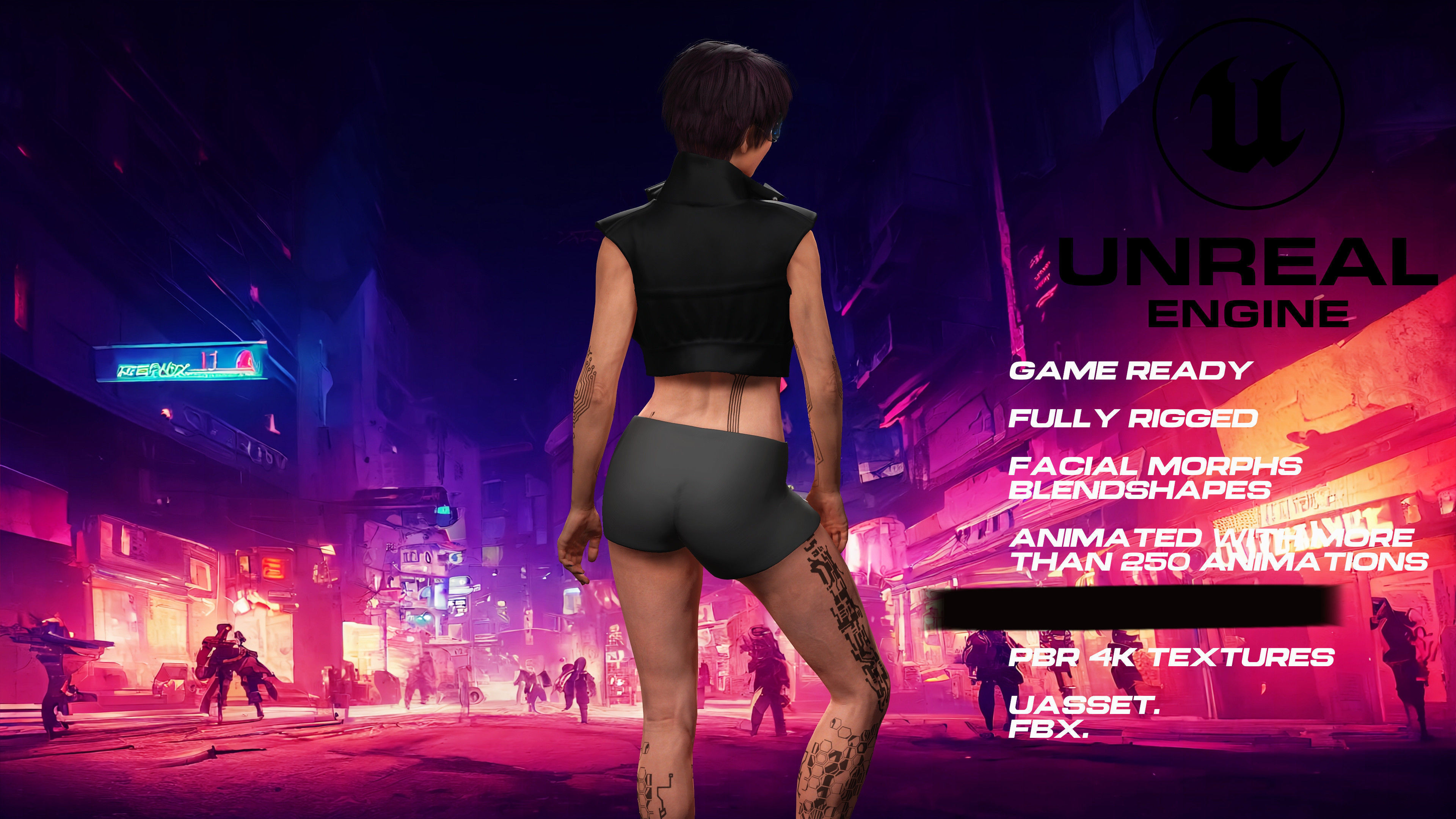 CyberGirl full rigged - game ready - animated Low-poly 3D model_5